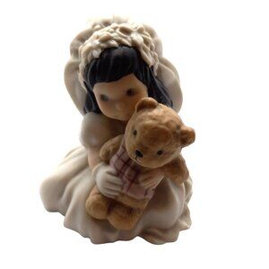 Precious Moments Love Bears All Things Figurine Bride Holding Teddy Bear 1995